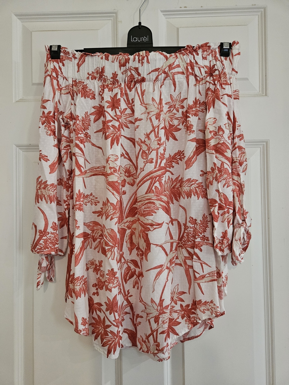 H&M White Off-Shoulder Floral Top